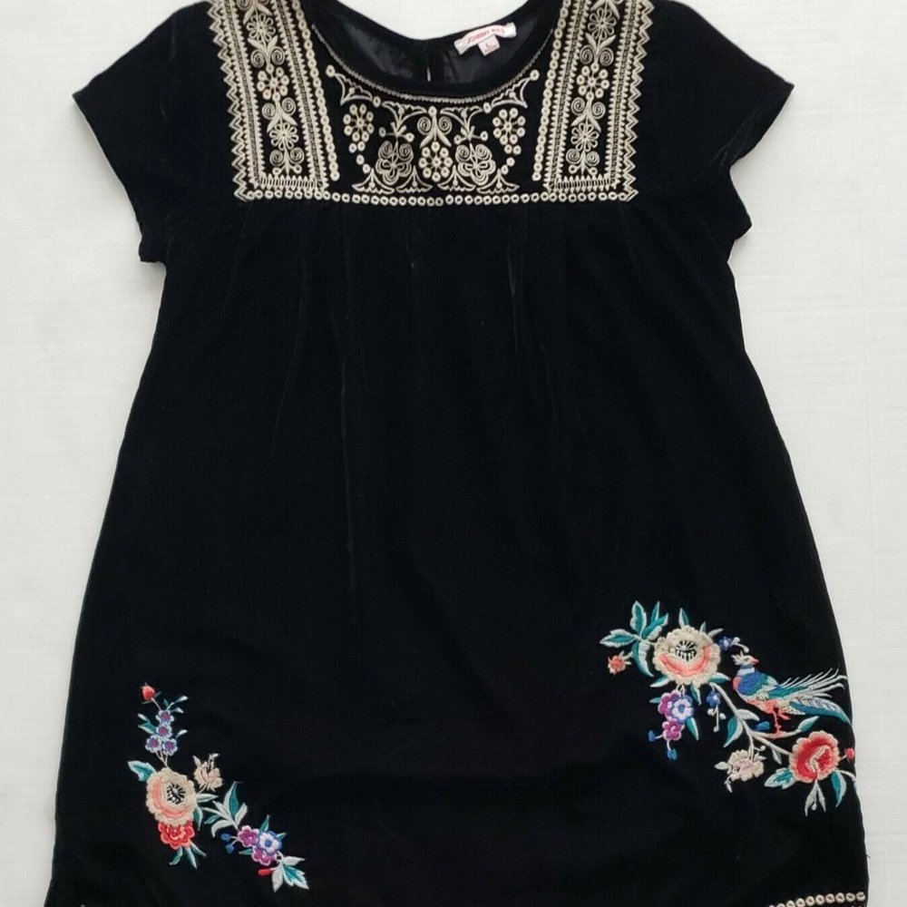 Johnny Was Girls Size 8-9y Dress Embroidered Black